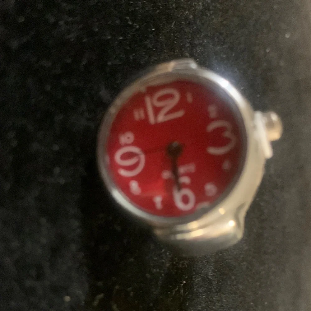 Silver and Red Finger Watch